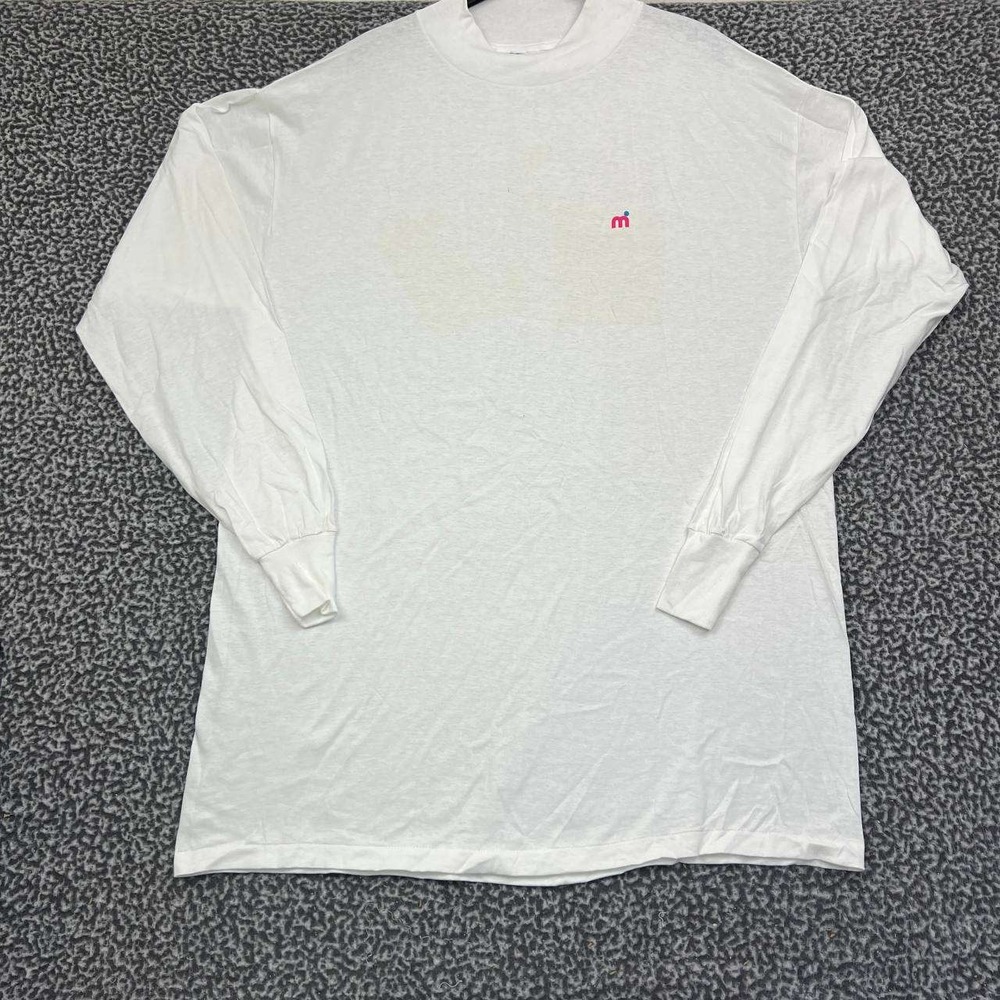 Vintage Mistral Logo Shirt XXL White Long‎ Sleeve Mock Neck Deadstock New 2XL